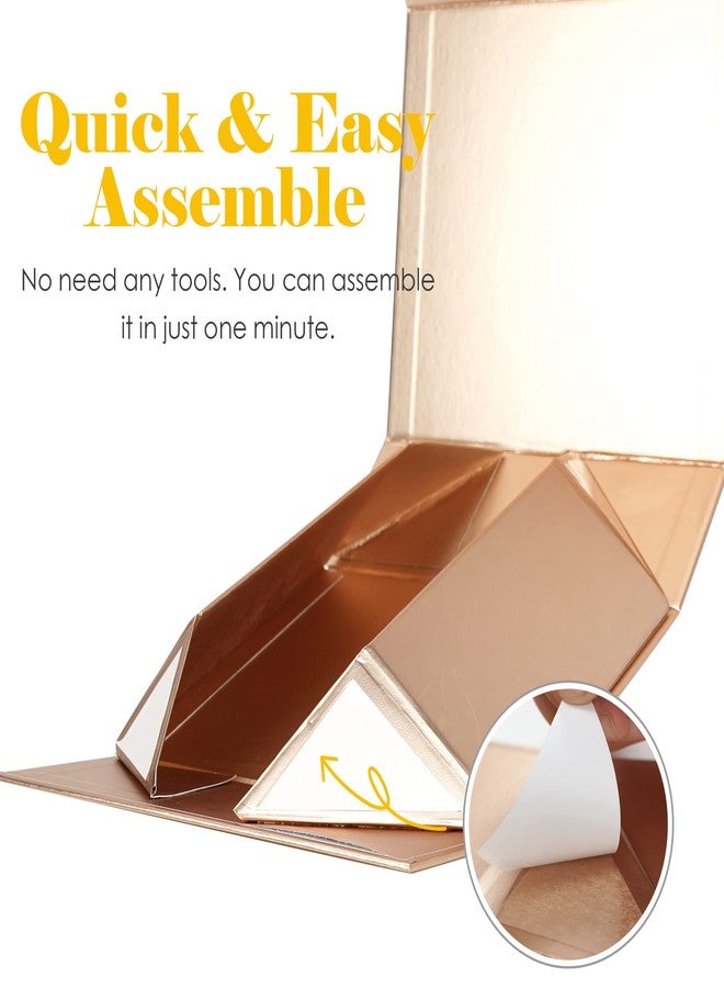 HUIHUANG Rose Gold Luxury Gift Boxes with Lids Bridesmaid Proposal Box Collapsible 7.8 x 7 x 3.1 In Magnetic Closure Collapsible Gift Boxes for Presents with Card,Ribbon,Shredded Paper Filler-1 Pack - Image 3